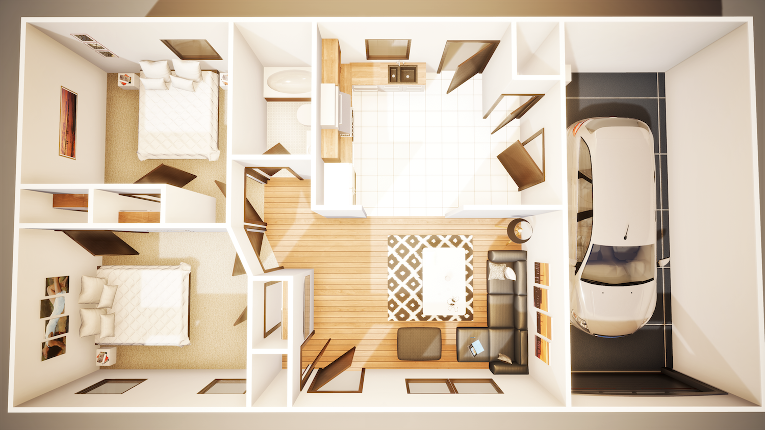 Floor plan for 2 beds, 1 bath, 816 sqft